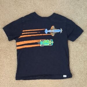 GAP Navy Kids Tee with Airplane and Car Graphic